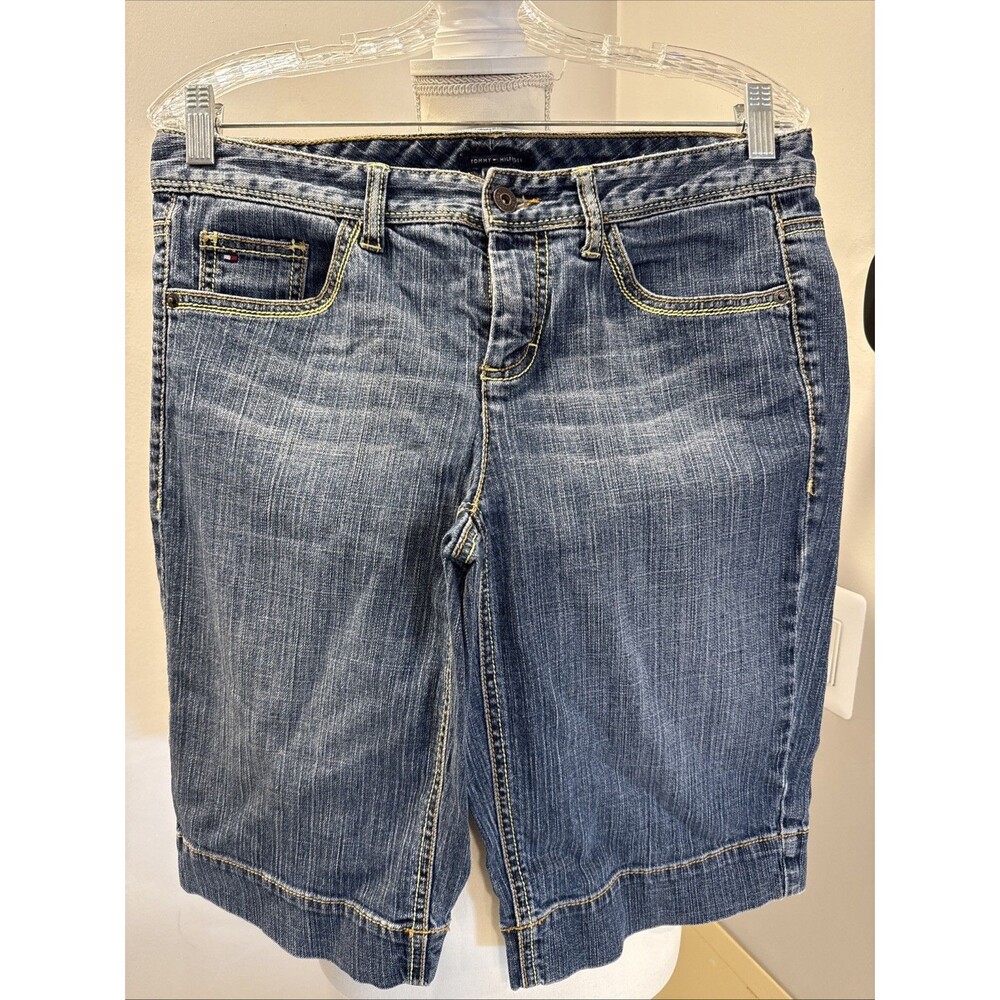 Tommy Hilfiger Womens Bermuda Jean Shorts Size 8 Denim Blue Long